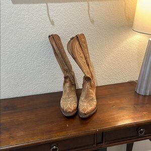 Vintage Tan Leather Cowboy Boots